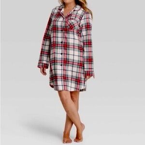 Target Women's Plaid Sleep Shirt - Red, Black, and White